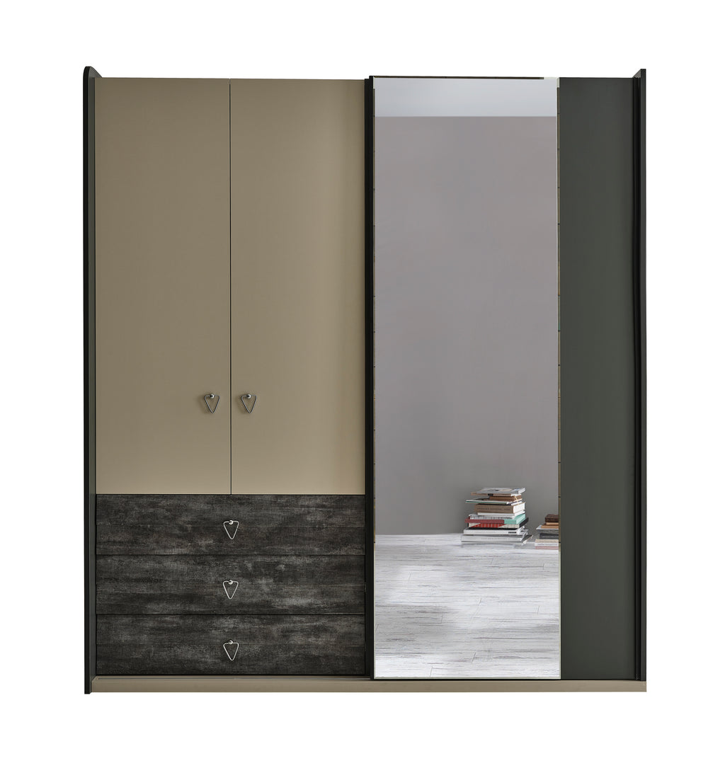 Delta - Kledingkast - 4deurs met spiegel